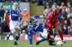 23 Feb 2002: Nicolas Anelka of Liverpool gets past David Weir of Everton during the Liverpool v Everton FA Barclaycard Premiership match at Anfield, Liverpool. DIGITAL IMAGE Mandatory Credit: Laurence Griffiths/Getty Images