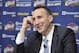 INDEPENDENCE, OH - JUNE 25: David Blatt addresses the media as he is named Head Coach of the Cleveland Cavaliers at a press conference at The Cleveland Clinic Courts on June 25, 2014 in Independence, Ohio. NOTE TO USER: User expressly acknowledges and ag