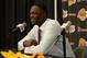 EL SEGUNDO, CA - JUNE 30: Julius Randle #30 of the Los Angeles Lakers speaks to the media during his introductory press conference on June 30, 2014 at the Toyota Sports Center in El Segundo, California. NOTE TO USER: User expressly acknowledges and agre