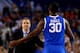 ARLINGTON, TX - APRIL 07: Head coach John Calipari reacts as Julius Randle #30 of the Kentucky Wildcats walks towards the bench during the NCAA Men's Final Four Championship against the Connecticut Huskies at AT&T Stadium on April 7, 2014 in Arlington, T