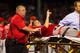 BOSTON, MA - AUGUST 20: Garrett Richards #43 of the Los Angeles Angels of Anaheim signals to the fans after he suffered a leg injury against the Boston Red Sox and is carried off the field on a stretcher during the second inning at Fenway Park on August 2