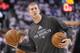 TORONTO, ON - APRIL 19: Mason Plumlee #1 of the Brooklyn Nets warms up prior to play against the Toronto Raptors in Game One of the NBA Eastern Conference play-off at the Air Canada Centre on April 19, 2014 in Toronto, Ontario, Canada. The Nets defeated