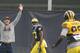 Doug Nussmeier, No. 87 Devin Funchess, No. 98 Devin Gardner