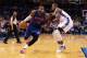 OKLAHOMA CITY, OK - April 16, 2014 : Greg Monroe #10 of the Detroit Pistons handles the ball against the Oklahoma City Thunder at the Chesapeake Arena on April 16, 2014 in Oklahoma City, Oklahoma. NOTE TO USER: User expressly acknowledges and agrees tha