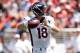 SANTA CLARA, CA - AUGUST 17: Quarterback Peyton Manning #18 of the Denver Broncos looks to pass against the San Francisco 49ers during a preseason game at Levi's Stadium on August 17, 2014 in Santa Clara, California. (Photo by Ezra Shaw/Getty Images)