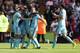 LONDON, ENGLAND - AUGUST 23: Mauro Zarate of West Ham celebrates scoring the opening goal with team mates during the Barclays Premier League match between Crystal Palace and West Ham United at Selhurst Park on August 23, 2014 in London, England. (Photo