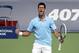 Aug 6, 2014; Toronto, Ontario, Canada; Novak Djokovic (SRB) reacts to winning against Gael Monfils (FRA) on day three of the Rogers Cup tennis tournament at Rexall Centre. Djokovic won 6-2 6-7 7-6. Mandatory Credit: Peter Llewellyn-USA TODAY Sports