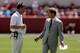TUSCALOOSA, AL - APRIL 19: Head coach Nick Saban of the Alabama Crimson Tide speaks with offensive coordinator Lane Kiffin during the Alabama A-Day spring game at Bryant-Denny Stadium on April 19, 2014 in Tuscaloosa, Alabama. (Photo by Stacy Revere/Gett