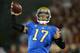 LOS ANGELES, CA - NOVEMBER 30: Quarterback Brett Hundley #17 of the UCLA Bruins throws a pass against the USC Trojans at Los Angeles Coliseum on November 30, 2013 in Los Angeles, California. (Photo by Stephen Dunn/Getty Images)