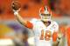 Jan 3, 2014; Miami Gardens, FL, USA; Clemson Tigers quarterback Cole Stoudt (18) warms up prior to the 2014 Orange Bowl college football game against the Ohio State Buckeyes at Sun Life Stadium. Mandatory Credit: Steve Mitchell-USA TODAY Sports