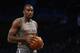 Apr 15, 2014; Brooklyn, NY, USA; New York Knicks forward Amar'e Stoudemire (1) before the game against the Brooklyn Nets at Barclays Center. Mandatory Credit: Anthony Gruppuso-USA TODAY Sports