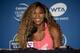 Serena Williams attends a press conference at the 2014 Bank of the West Classic.