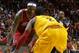 MIAMI, FL - DECEMBER 14: LeBron James #6 of the Miami Heat drives on Kyrie Irving #2 of the Cleveland Cavaliers during a game at American Airlines Arena on December 14, 2013 in Miami, Florida. NOTE TO USER: User expressly acknowledges and agrees that, b