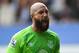 LIVERPOOL, ENGLAND - AUGUST 23: Tim Howard of Everton reacts during the Barclays Premier League match between Everton and Arsenal at Goodison Park on August 23, 2014 in Liverpool, England. (Photo by Laurence Griffiths/Getty Images)