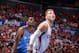 LOS ANGELES, CA - MAY 9: Blake Griffin #32 of the Los Angeles Clippers boxes out Kevin Durant #35 of the Oklahoma City Thunder in Game Three of the Western Conference Semifinals during the 2014 NBA Playoffs at Staples Center on May 9, 2014 in Los Angeles,