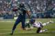 SEATTLE, WA - AUGUST 22: Running back Marshawn Lynch #24 of the Seattle Seahawks rushes for a touchdown against linebacker Shea McClellin #50 of the Chicago Bears at CenturyLink Field on August 22, 2014 in Seattle, Washington. (Photo by Otto Greule Jr/G