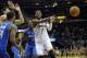 Feb 19, 2014; Cleveland, OH, USA; Cleveland Cavaliers point guard Kyrie Irving (2) passes in the fourth quarter against the Orlando Magic at Quicken Loans Arena. Mandatory Credit: David Richard-USA TODAY Sports