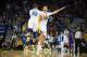 Nov 2, 2013; Oakland, CA, USA; Golden State Warriors shooting guard Klay Thompson (11) celebrates with point guard Stephen Curry (30) after scoring a three point basket against the Sacramento Kings during the second quarter at Oracle Arena. Mandatory Cred