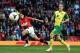 MANCHESTER, ENGLAND - APRIL 26: Javier Hernandez of Manchester United fires in a shot at goal during the Barclays Premier League match between Manchester United and Norwich City at Old Trafford on April 26, 2014 in Manchester, England. (Photo by Laurenc