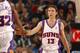 PHOENIX - DECEMBER 7: Steve Nash #13 and Amare Stoudemire #32 of the Phoenix Suns greet each other while facing the Golden State Warriors on December 7, 2004 at America West Arena in Phoenix, Arizona. The Suns won 118-104. NOTE TO USER: User expressly a