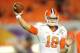 Jan 3, 2014; Miami Gardens, FL, USA; Clemson Tigers quarterback Cole Stoudt (18) warms up prior to the 2014 Orange Bowl college football game against the Ohio State Buckeyes at Sun Life Stadium. Mandatory Credit: Steve Mitchell-USA TODAY Sports