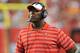 TAMPA, FL - AUGUST 16: Head coach Lovie Smith of the Tampa Bay Buccaneers looks on from the sideline during the preseason game against the Miami Dolphins at Raymond James Stadium on August 16, 2014 in Tampa, Florida. (Photo by Cliff McBride/Getty Images)