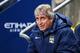MANCHESTER, ENGLAND - AUGUST 25: Manchester City Manager Manuel Pellegrini looks on prior to the Barclays Premier League match between Manchester City and Liverpool at the Etihad Stadium on August 25, 2014 in Manchester, England. (Photo by Clive Brunski