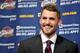 INDEPENDENCE, OH - AUGUST 26: Kevin Love #0 of the Cleveland Cavaliers is introduced to the media at The Cleveland Clinic Courts on August 26, 2014 in Independence, Ohio in Cleveland, Ohio. NOTE TO USER: User expressly acknowledges and agrees that, by do