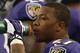 Aug 16, 2014; Arlington, TX, USA; Baltimore Ravens running back Ray Rice (27) on the sidelines during the game against the Dallas Cowboys at AT&T Stadium. Mandatory Credit: Matthew Emmons-USA TODAY Sports