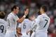 MADRID, SPAIN - AUGUST 25: Cristiano Ronaldo of Real Madrid celebrates with Gareth Bale after scoring Real's 2nd goal during the La liga match between Real Madrid CF and Cordoba CF at Estadio Santiago Bernabeu on August 25, 2014 in Madrid, Spain. (Photo
