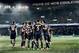 PARIS, FRANCE - MARCH 12: (EDITORS NOTE: This image was processed using digital filters) Marquinhos of Paris Saint-Germain #5 celebrates with team mates as he scores their first goal during the UEFA Champions League Round of 16 second leg match between P