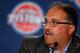 AUBURN HILLS, MI - MAY 15: Detroit Pistons head coach and President of Basketball Operations Stan Van Gundy talks during his introductory press conference at the Palace of Auburn Hills on May 15, 2014 in Auburn Hills, Michigan. NOTE TO USER: User expressl