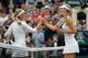 LONDON, ENGLAND - JULY 02: Sabine Lisicki of Germany (L) is congratulated by Maria Sharapova of Russia after their Ladies' singles fourth round match on day seven of the Wimbledon Lawn Tennis Championships at the All England Lawn Tennis and Croquet Club