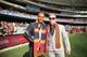 ADELAIDE, AUSTRALIA - AUGUST 02: Basketball player Patty Mills and BMX cyclist Sam Willoughby poses for a photo before completing a lap of honour around Adelaide Oval before the round 19 AFL match between the Adelaide Crows and the West Coast Eagles at A
