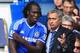 LONDON, ENGLAND - AUGUST 18: Chelsea manager Jose Mourinho talks to substitute Romelu Lukaku of Chelsea during the Barclays Premier League match between Chelsea and Hull City at Stamford Bridge on August 18, 2013 in London, England. (Photo by Richard He