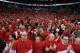 May 4, 2014; Toronto, Ontario, CAN; Toronto Raptors fans after a loss to the Brooklyn Nets in game seven of the first round of the 2014 NBA Playoffs at the Air Canada Centre. Brooklyn defeated Toronto 104-103. Mandatory Credit: John E. Sokolowski-USA TODA