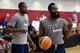 LAS VEGAS, NV - JULY 30: Kevin Durant #52 (L) and James Harden #32 of the 2014 USA Basketball Men's National Team set up a drill during a practice session at the Mendenhall Center on July 30, 2014 in Las Vegas, Nevada. (Photo by Ethan Miller/Getty Image