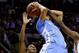 SAN ANTONIO, TX - MARCH 23: Marcus Paige #5 of the North Carolina Tar Heels goes to the basket as Monte Morris #11 of the Iowa State Cyclones defends during the third round of the 2014 NCAA Men's Basketball Tournament at the AT&T Center on March 23, 2014