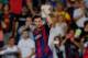 Messi celebrates one of his two goals against Elche.
