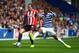 LONDON, ENGLAND - AUGUST 30: Leroy Fer of QPR battles with John O'Shea of Sunderland during the Barclays Premier League match between Queens Park Rangers and Sunderland at Loftus Road on August 30, 2014 in London, England. (Photo by Clive Rose/Getty Ima