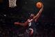 Aug 22, 2014; New York, NY, USA; United States guard James Harden (13) dunks against Puerto Rico during the fourth quarter of a game at Madison Square Garden. Mandatory Credit: Brad Penner-USA TODAY Sports