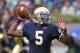 SOUTH BEND, IN - AUGUST 30: Everett Golson #5 of the Norte Dame Fighting Irish passes against the Rice Owls at Notre Dame Stadium on August 30, 2014 in South Bend, Indiana. (Photo by Jonathan Daniel/Getty Images)