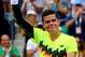 NEW YORK, NY - AUGUST 30: Milos Raonic of Canada celebrates after defeating Victor Estrella Burgos of the Dominican Republic in their men's singles third round match on Day Six of the 2014 US Open at the USTA Billie Jean King National Tennis Center on Au