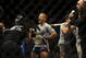 May 24, 2014; Las Vegas, NV, USA; New bantamweight champion TJ Dillashaw celebrates his TKO win over opponent Renan Barao (not pictured) following their UFC 173 bantamweight championship bout at MGM Grand Garden Arena. Mandatory Credit: Stephen R. Sylvan