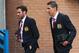 BURNLEY, ENGLAND - AUGUST 30: Juan Mata and Angel di Maria of Manchester United arrive ahead of the Barclays Premier League match between Burnley and Manchester United at Turf Moor on August 30, 2014 in Burnley, England. (Photo by Clive Brunskill/Getty