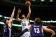 BOSTON, MA - NOVEMBER 27: Vitor Faverani #38 of the Boston Celtics shoots over Kosta Koufos #41 of the Memphis Grizzlies in the first quarter during the game at TD Garden on November 27, 2013 in Boston, Massachusetts. NOTE TO USER: User expressly acknowl