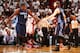MIAMI, FL - APRIL 23: Michael Kidd-Gilchrist #14 and Josh McRoberts #11 of the Charlotte Bobcats slap hands against the Miami Heat in Game Two of the Eastern Conference Quarterfinals of the 2014 NBA playoffs at American Airlines Arena in Miami, Florida o