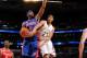 NEW ORLEANS, LA - FEBRUARY 14: Anthony Davis of Team Webber attempts a pass against Andre Drummond of Team Hill during the BBVA Compass Rising Stars Challenge at the Smoothie King Center on February 14, 2014 in New Orleans, Louisiana. NOTE TO USER: User e