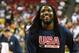 LAS VEGAS, NV - AUGUST 01: Kenneth Faried #33 of the 2014 USA Basketball Men's National Team laughs during warmups before a USA Basketball showcase at the Thomas & Mack Center on August 1, 2014 in Las Vegas, Nevada. (Photo by Ethan Miller/Getty Images)