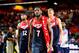 BILBAO, SPAIN - AUGUST 31: Kenneth Faried #7, DeMarcus Cousins #12 and Mason Plumlee #11 of the USA Basketball Men's National Team after the game against the Turkey Basketball Men's National Team during the 2014 FIBA World Cup at Bizkaia Arena in Bilbao E